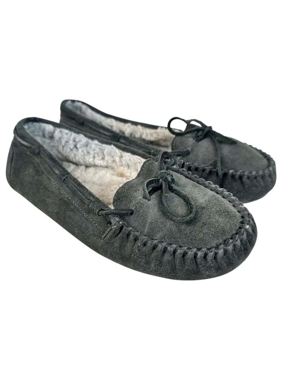 "Minnetonka Slippers 4050 Faux Fur Suede Grey Women’s Size 10 CozyCore Casual
